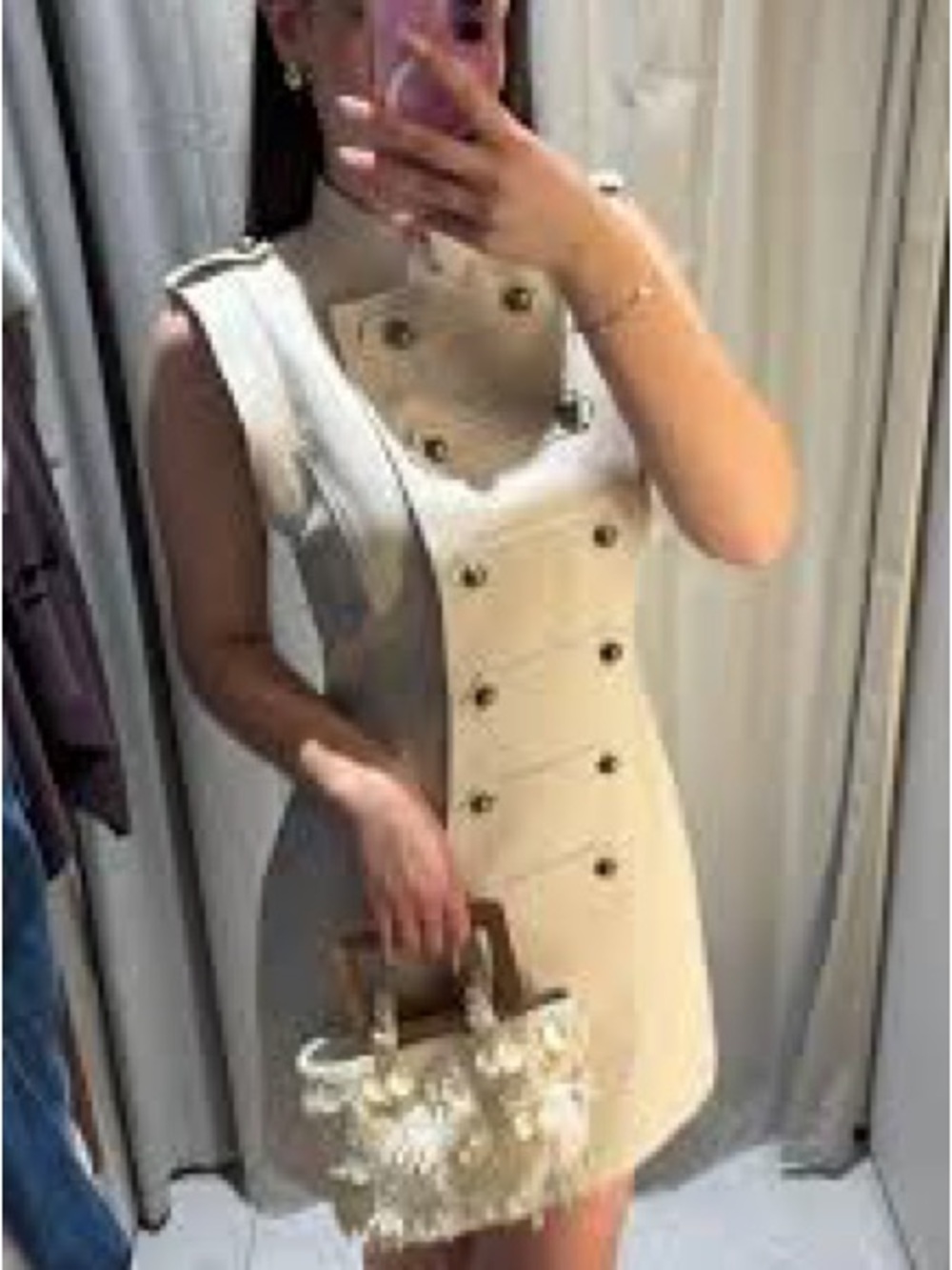 ZARA LINEN MINI DRESS WITH BUTTON FASTENING - Picture 13 of 16